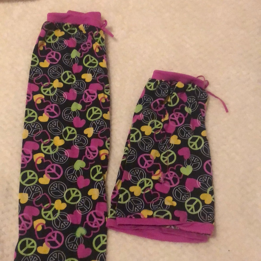 Heart and Peace Sign Matching Shorts & Pants